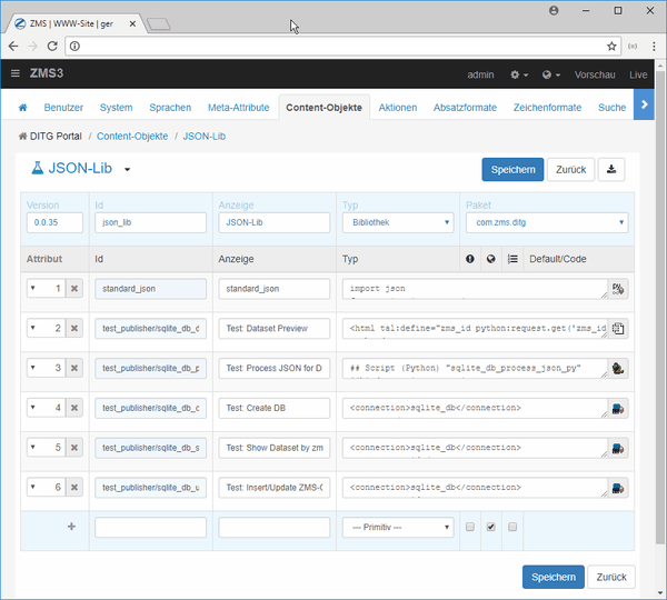 Konfiguration des JSON-Publishers